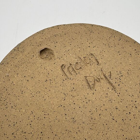 Blue Hearts Studio Pottery Fay Krapf Frieden Dorf Wall Hanging Stoneware Plaque - Picture 3 of 3